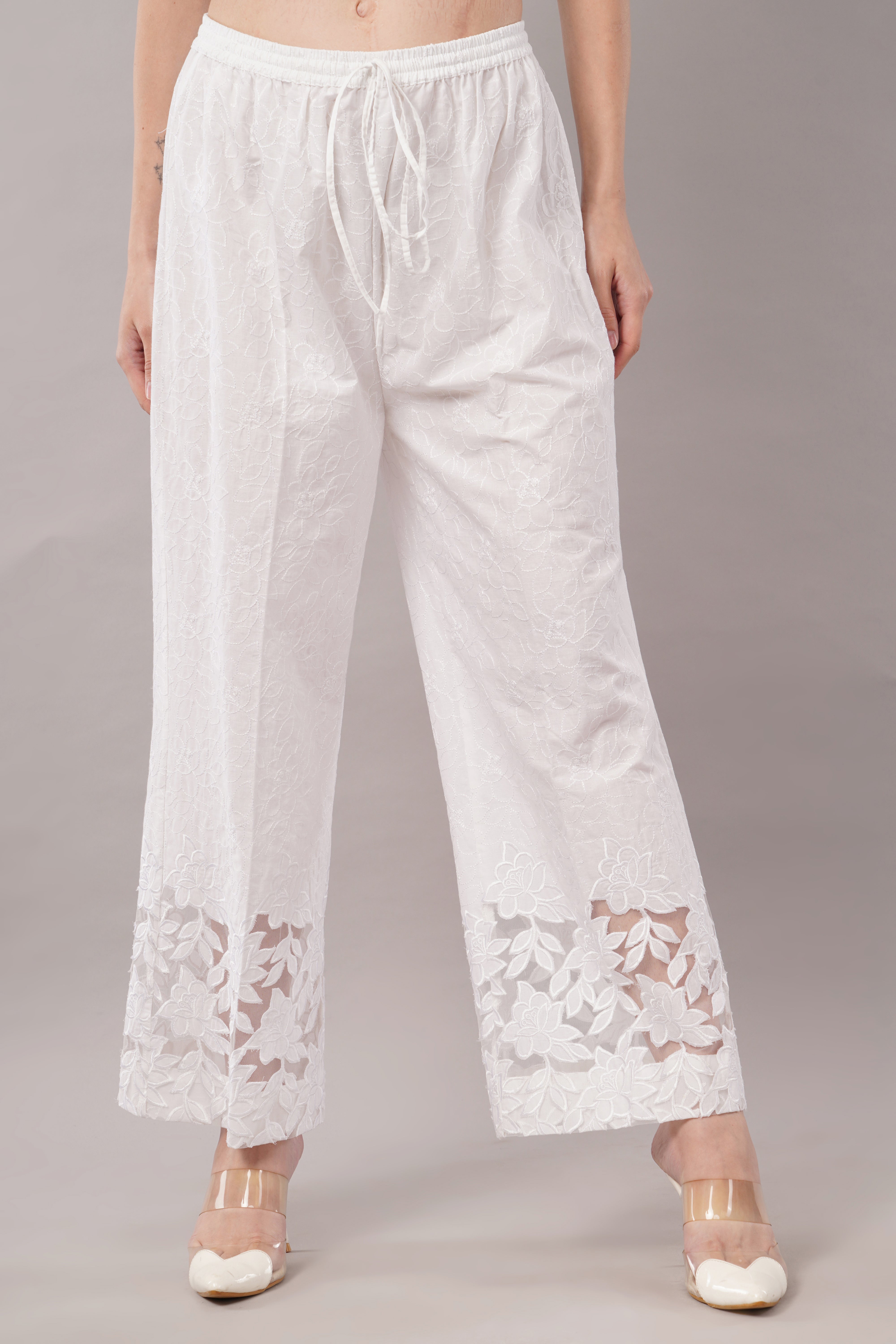 Cutwork Palazzo - White color