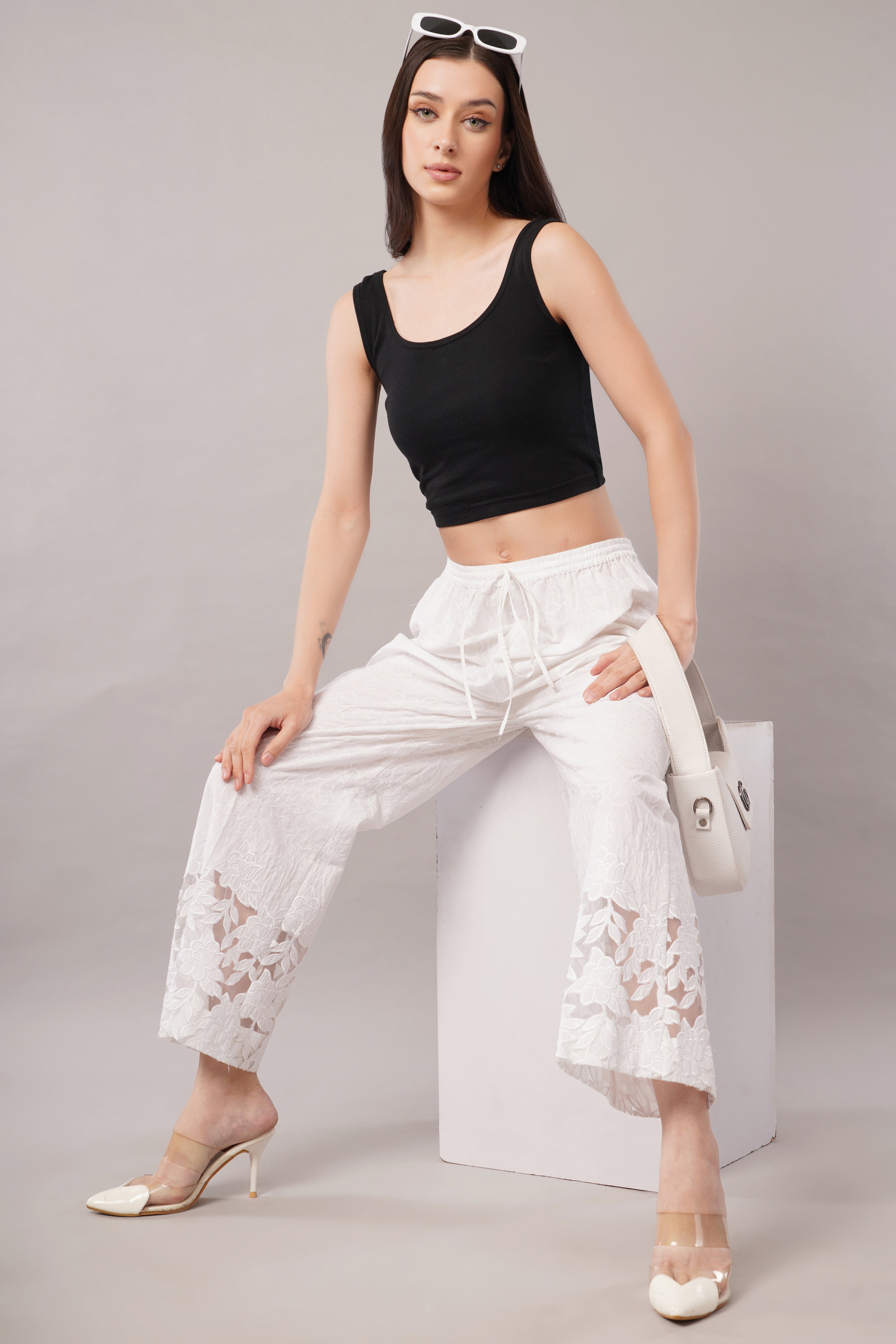 Cutwork Palazzo - White color