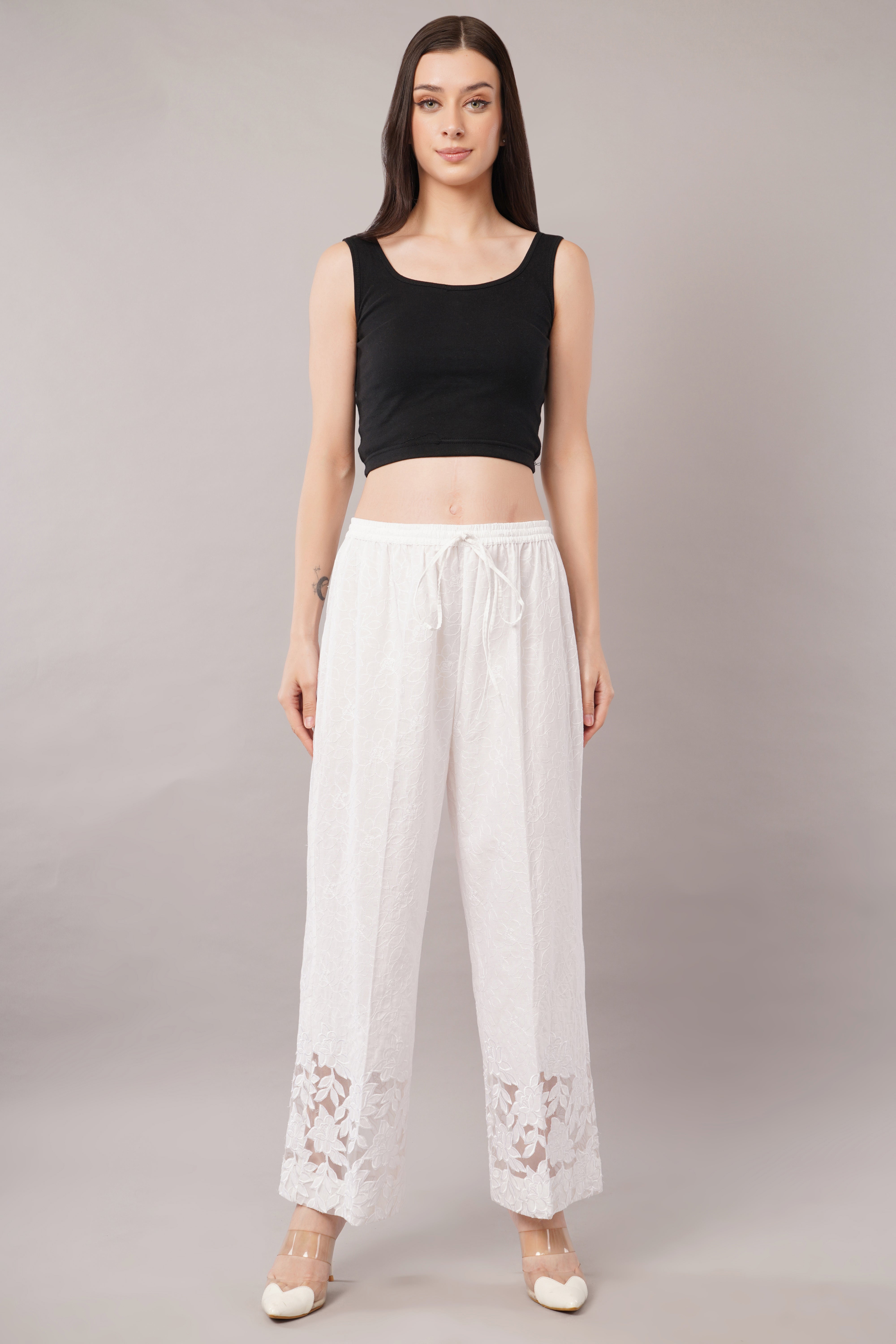 Cutwork Palazzo - White color