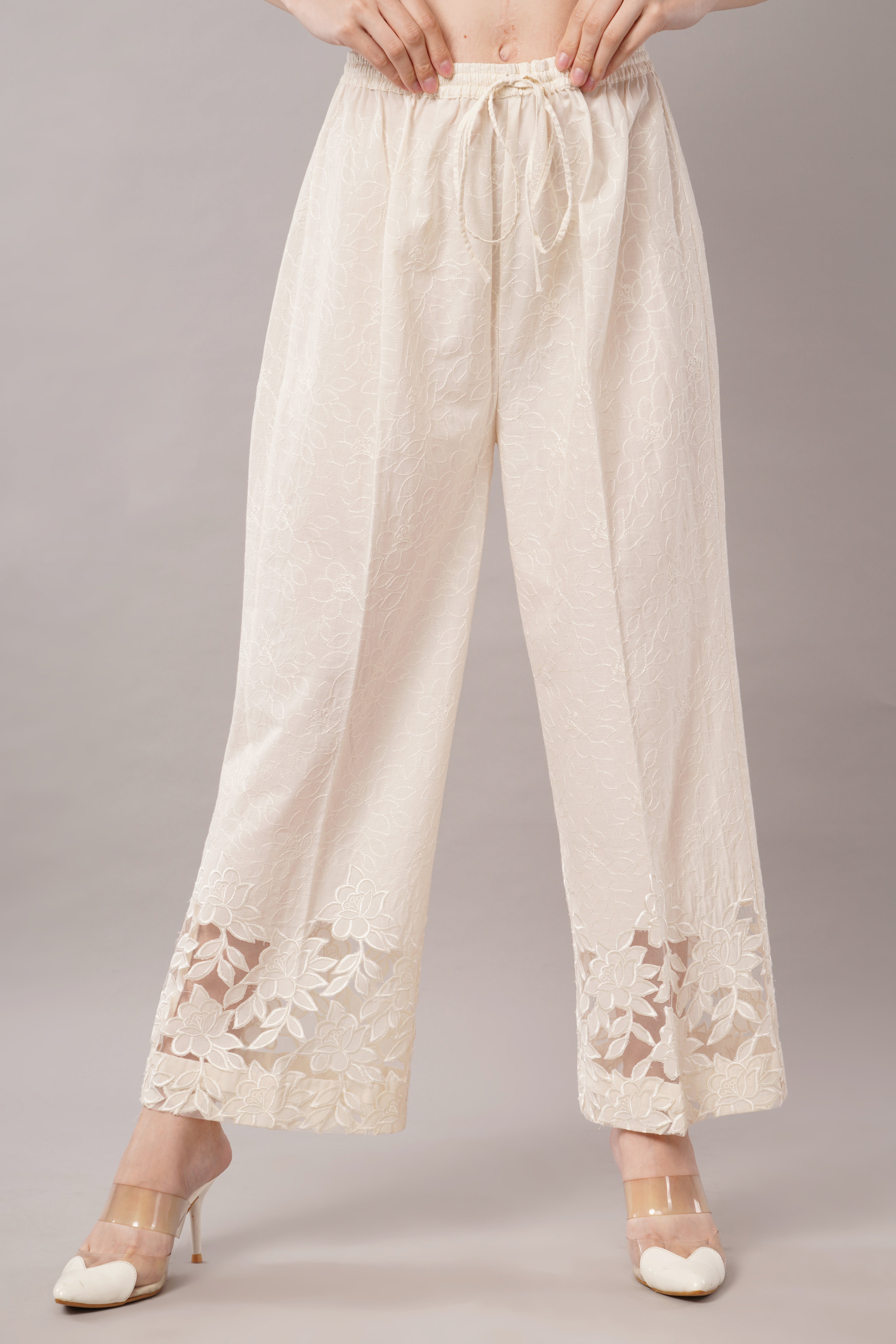 Cutwork Palazzo - Cream Color