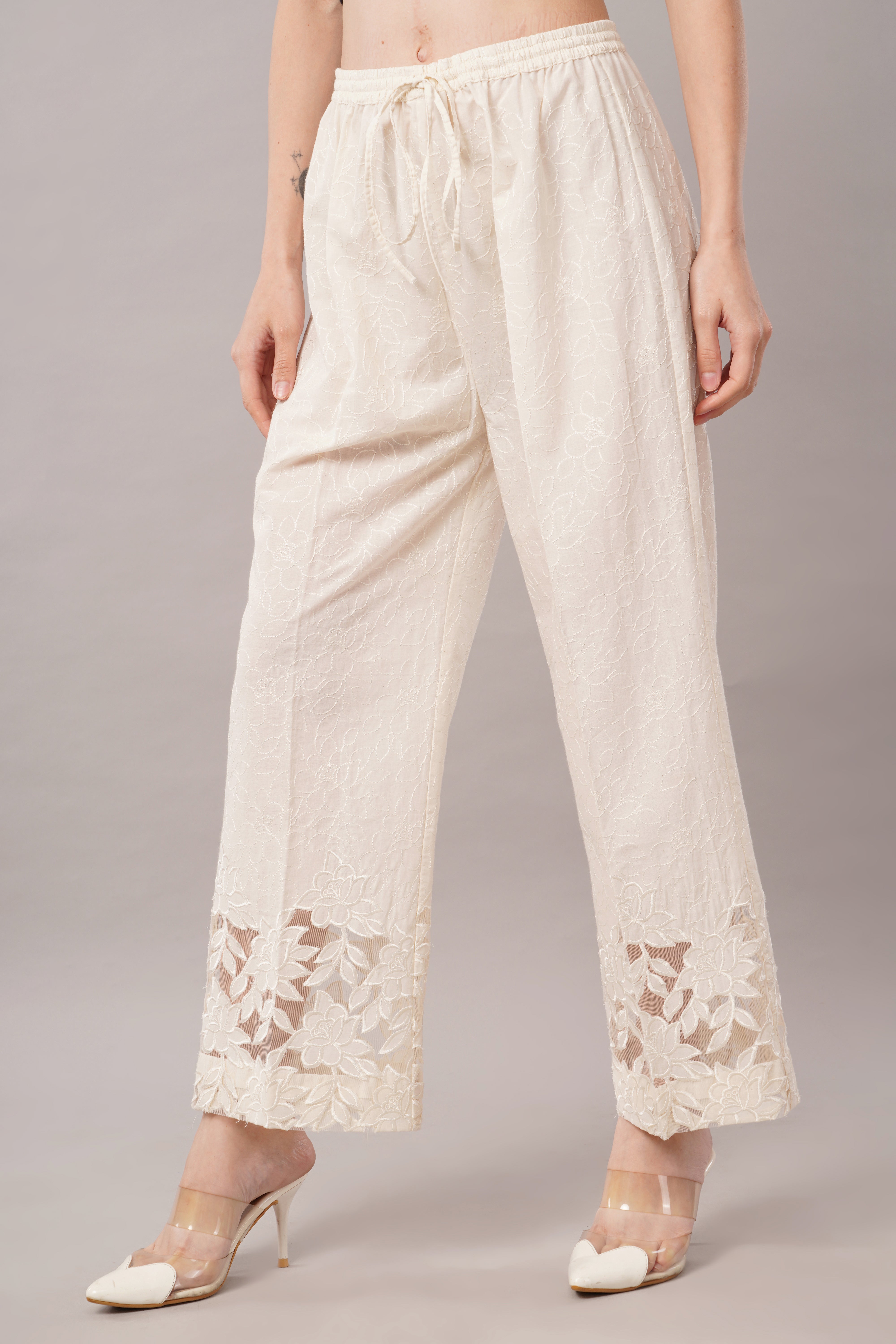 Cutwork Palazzo - Cream Color