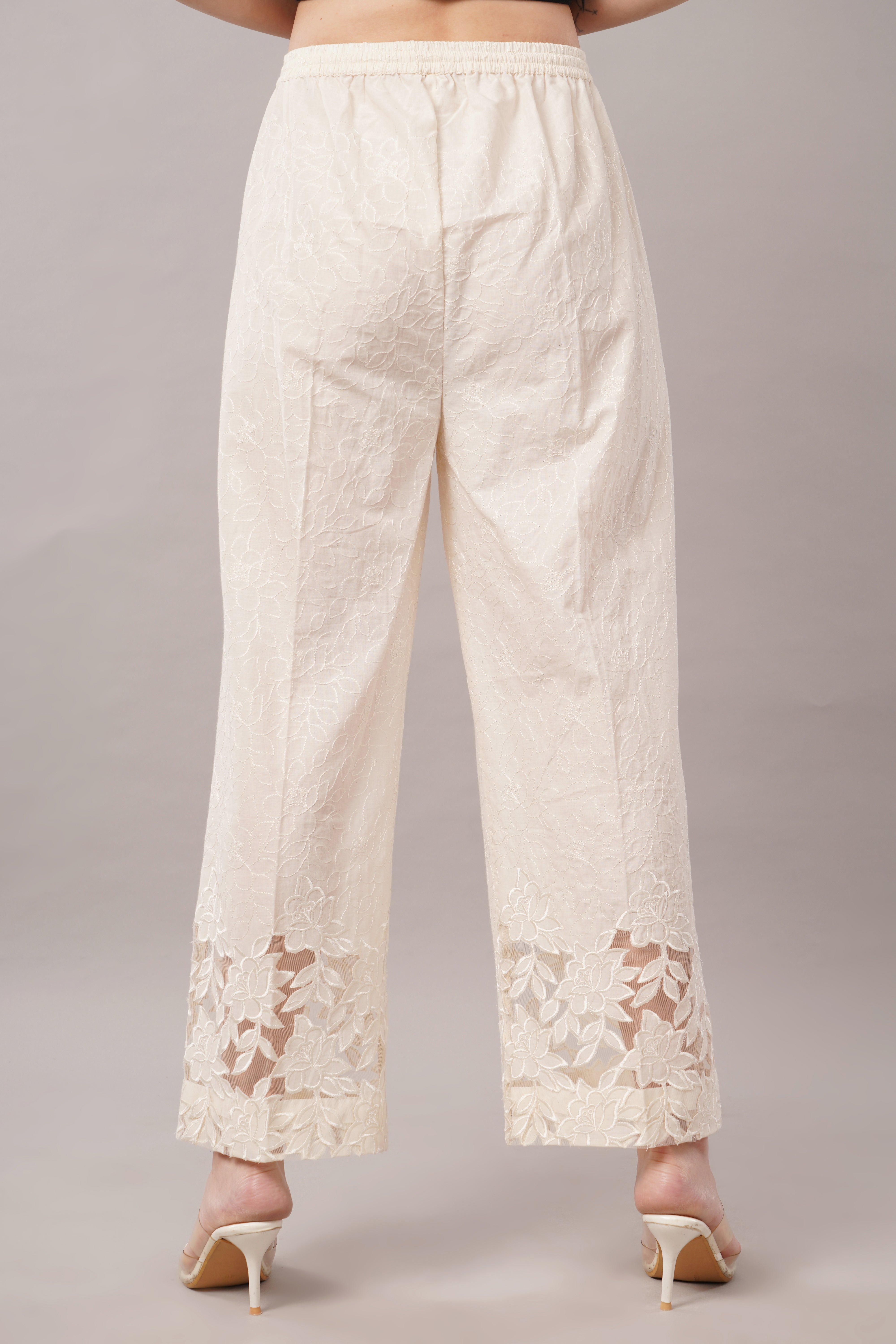 Cutwork Palazzo - Cream Color