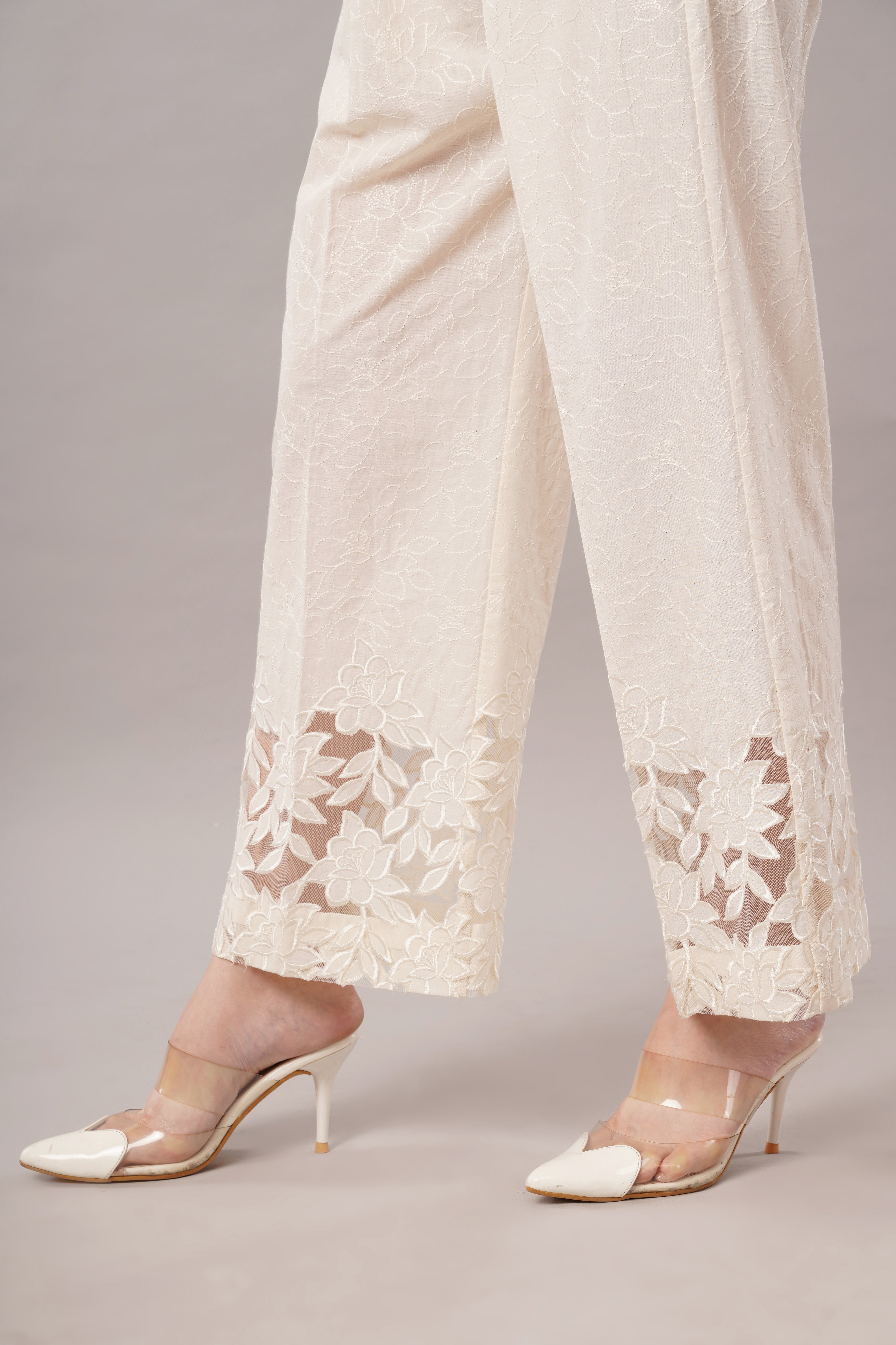Cutwork Palazzo - Cream Color
