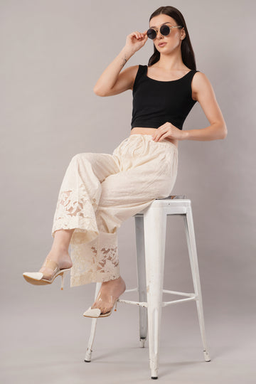 Cutwork Palazzo - Cream Color