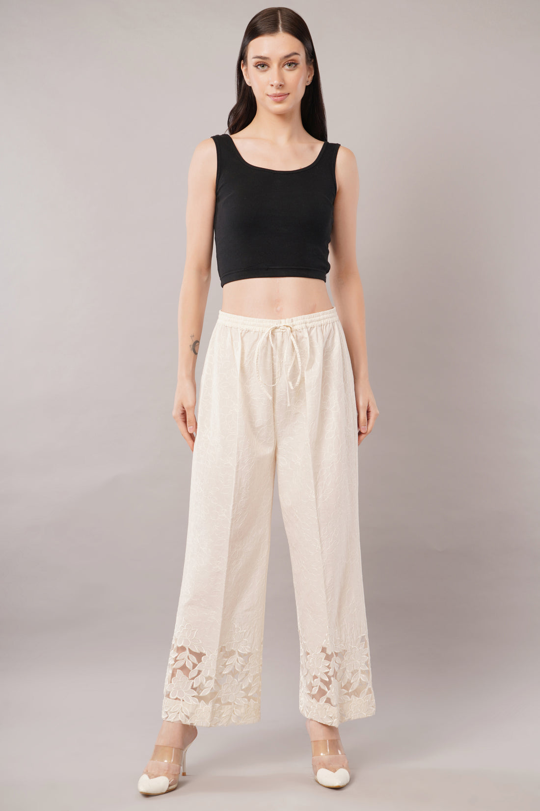Cutwork Palazzo - Cream Color