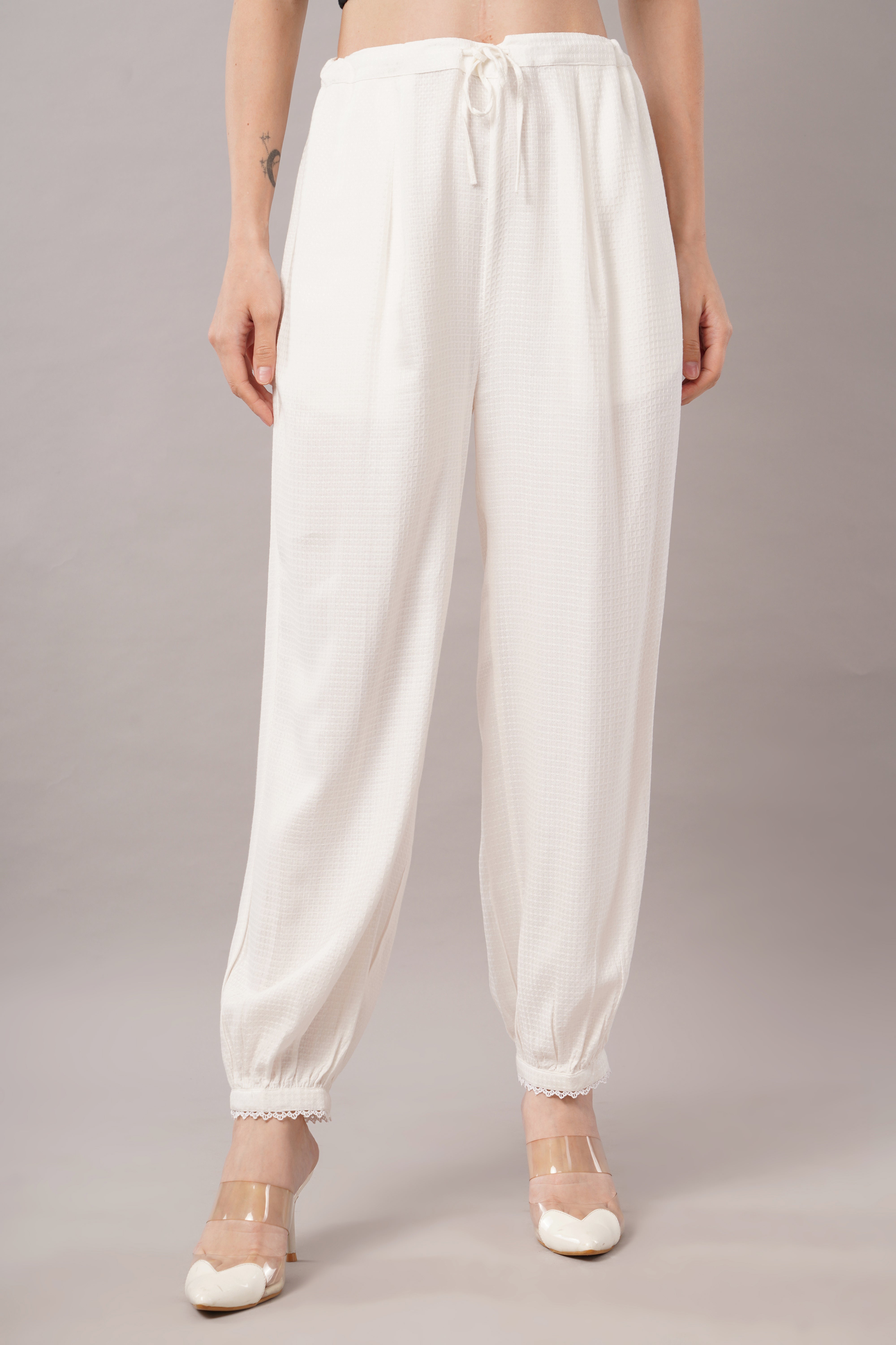 Luxe Harem Pants - White Cotton