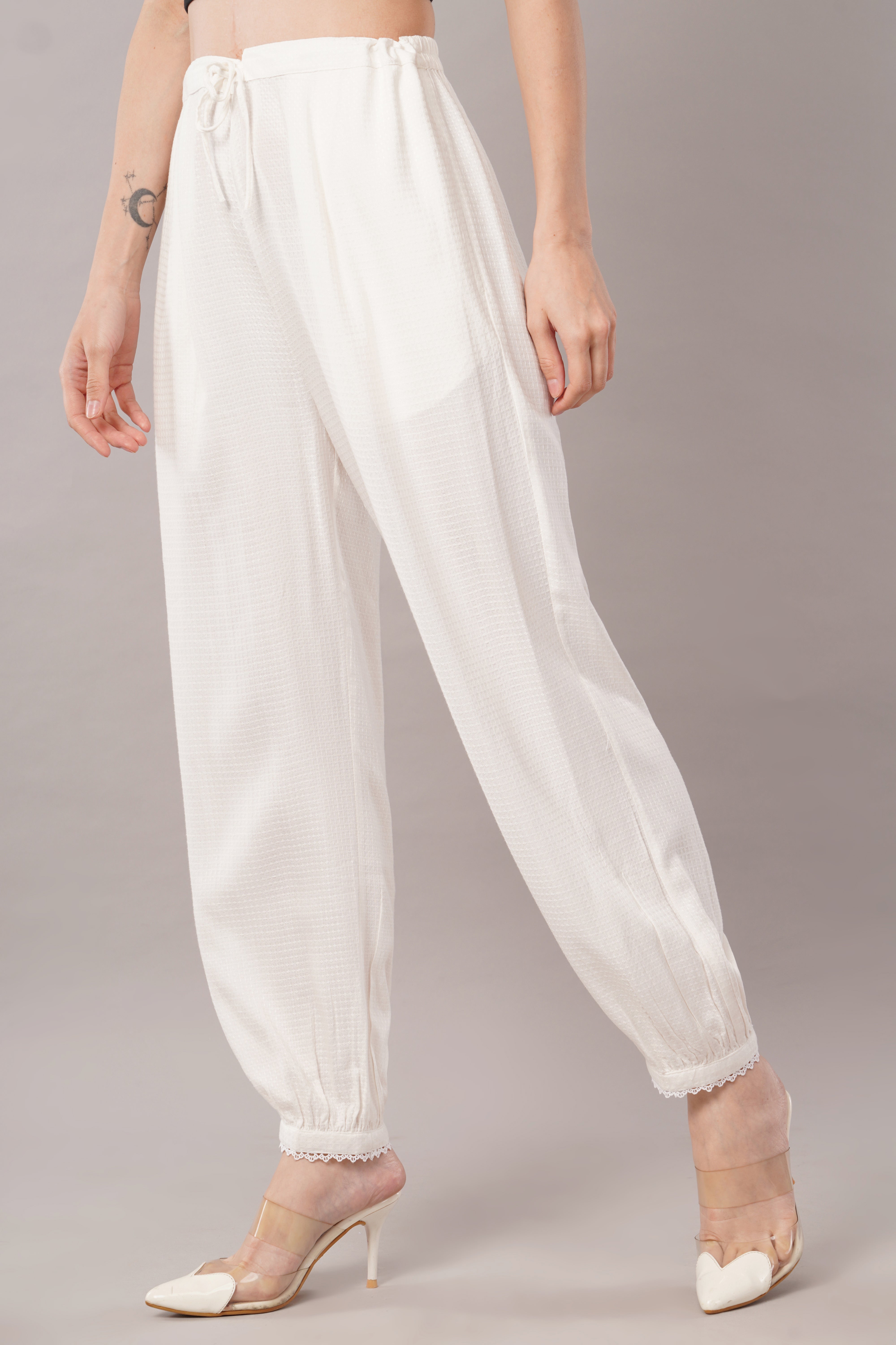 Luxe Harem Pants - White Cotton