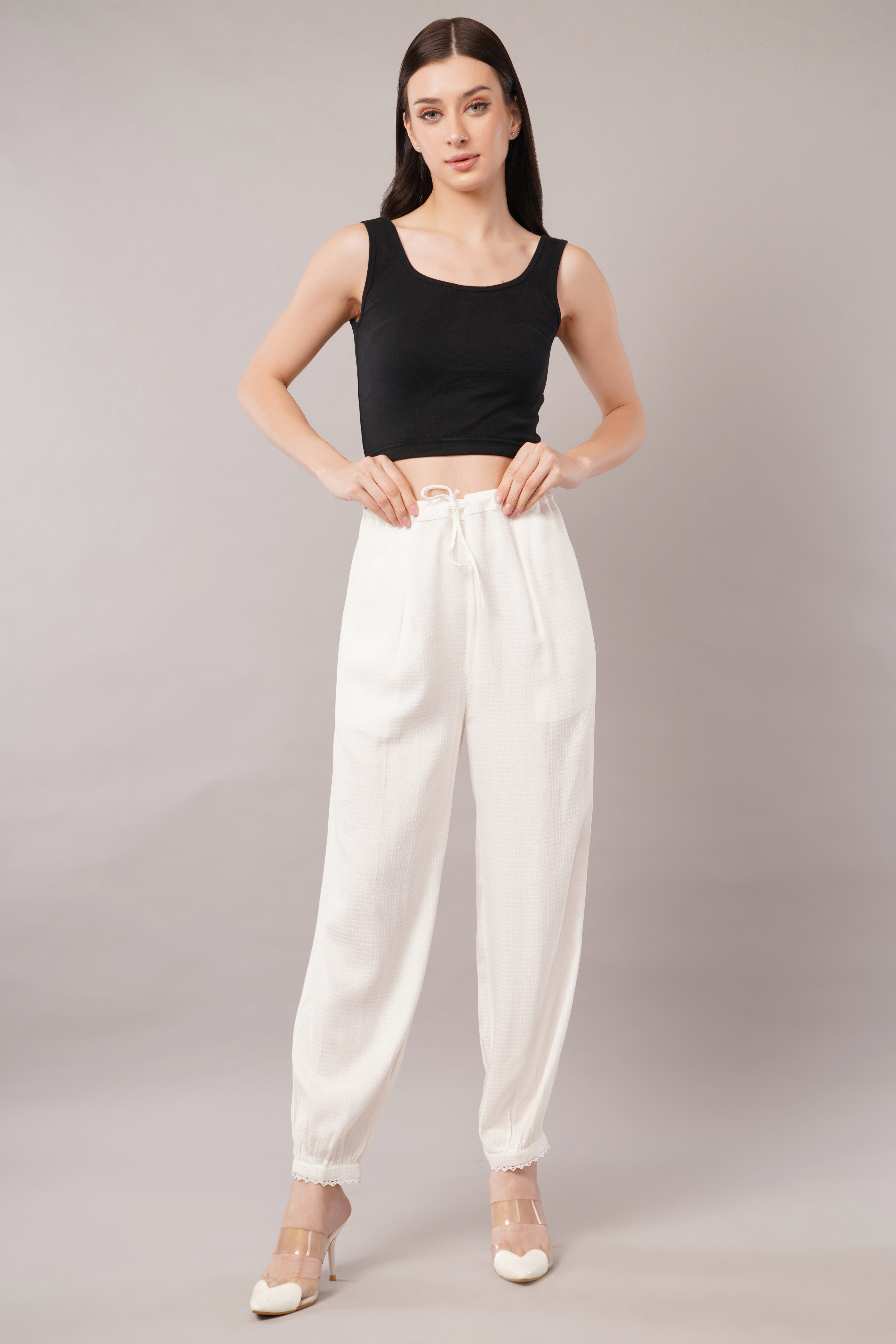 Luxe Harem Pants - White Cotton