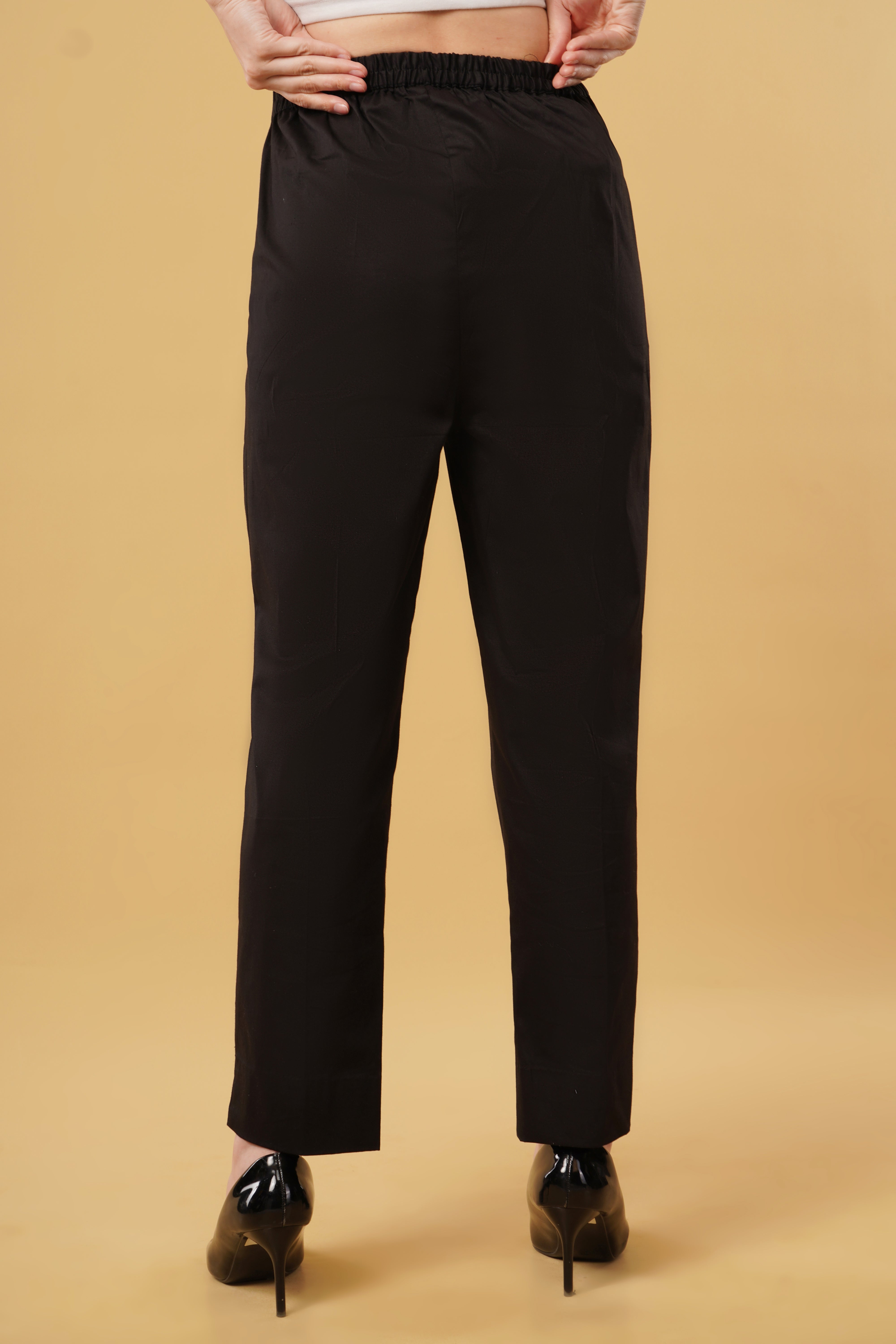 Lace Edge Pencils Pants - Black Color