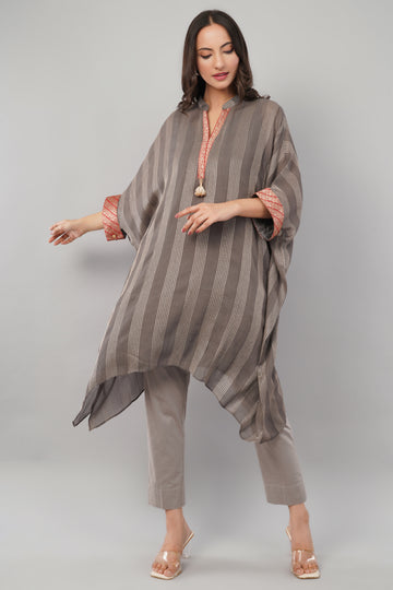 Brocade Zari Kaftan - Grey