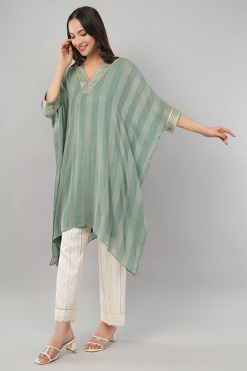 Brocade Zari Kaftan - Sea Green