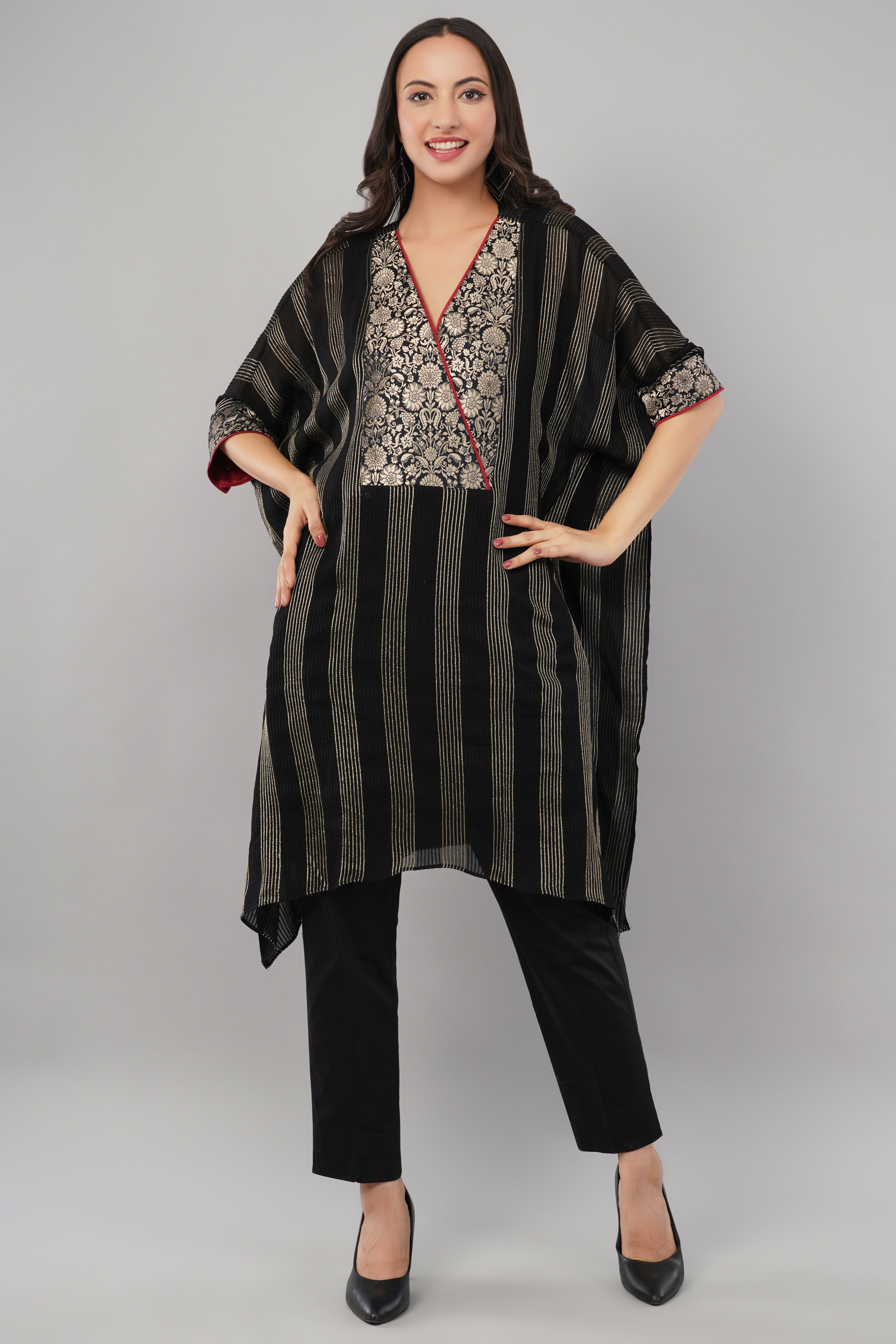 Brocade Zari Kaftan - Black