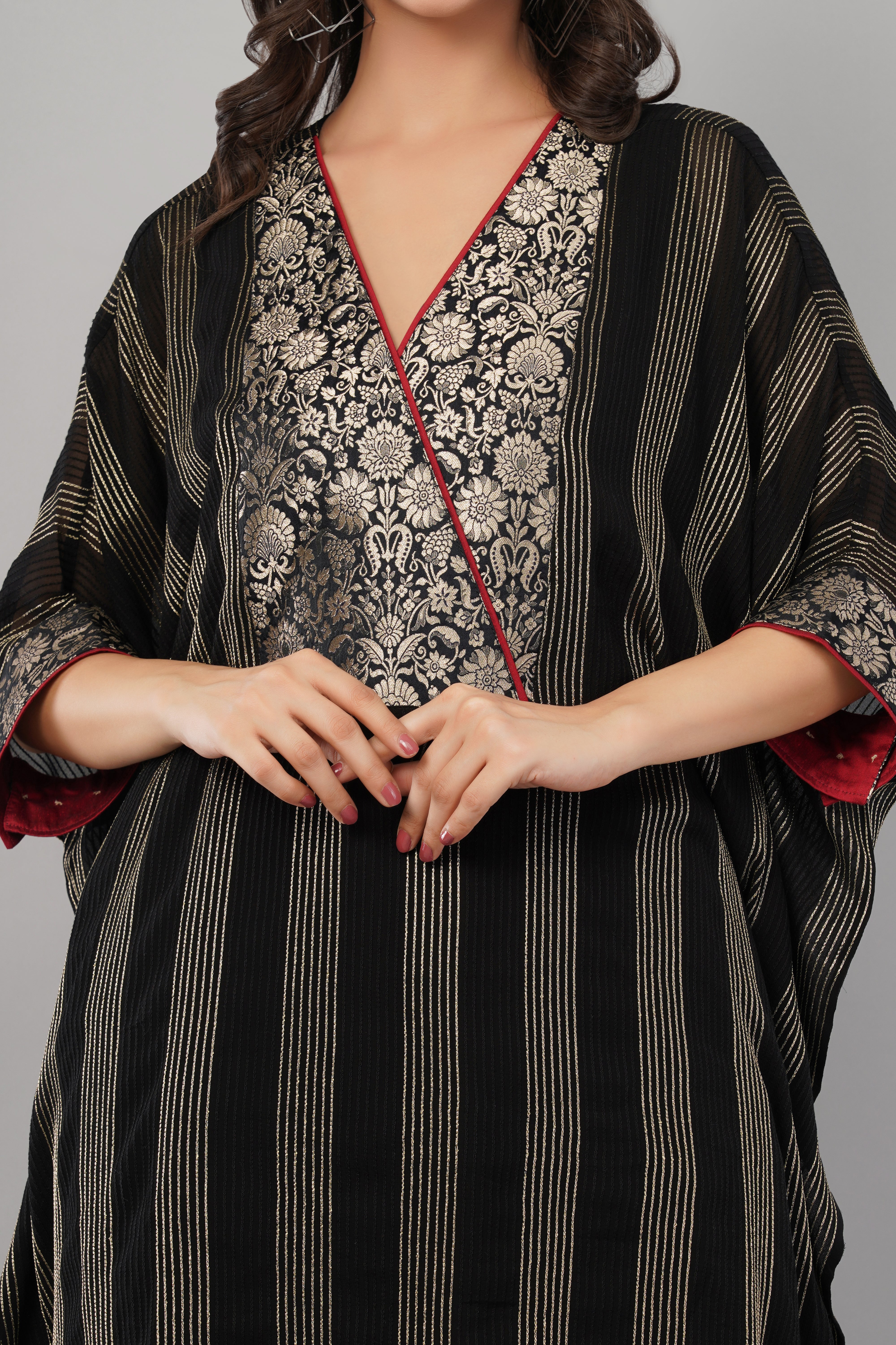 Brocade Zari Kaftan - Black