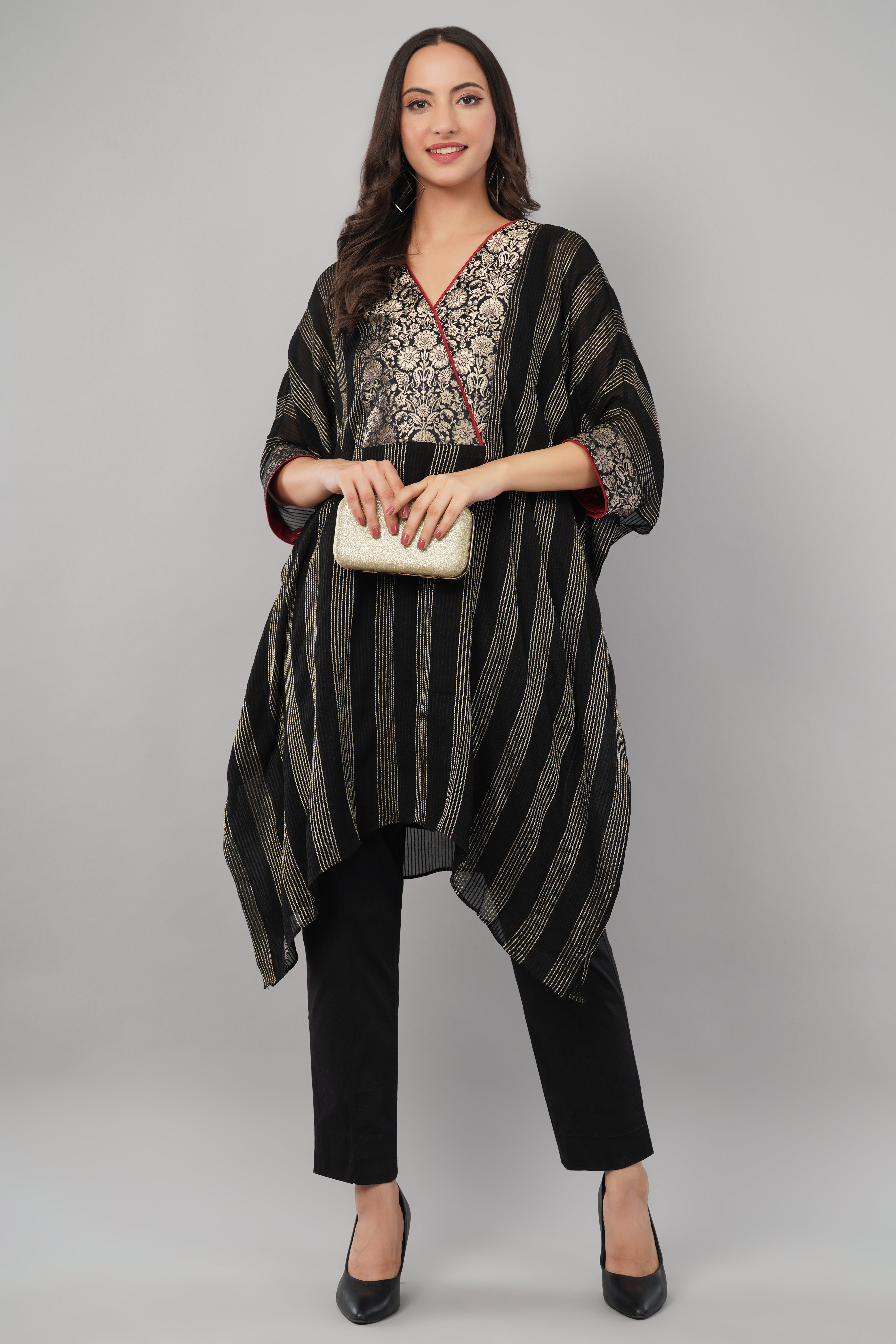 Brocade Zari Kaftan - Black
