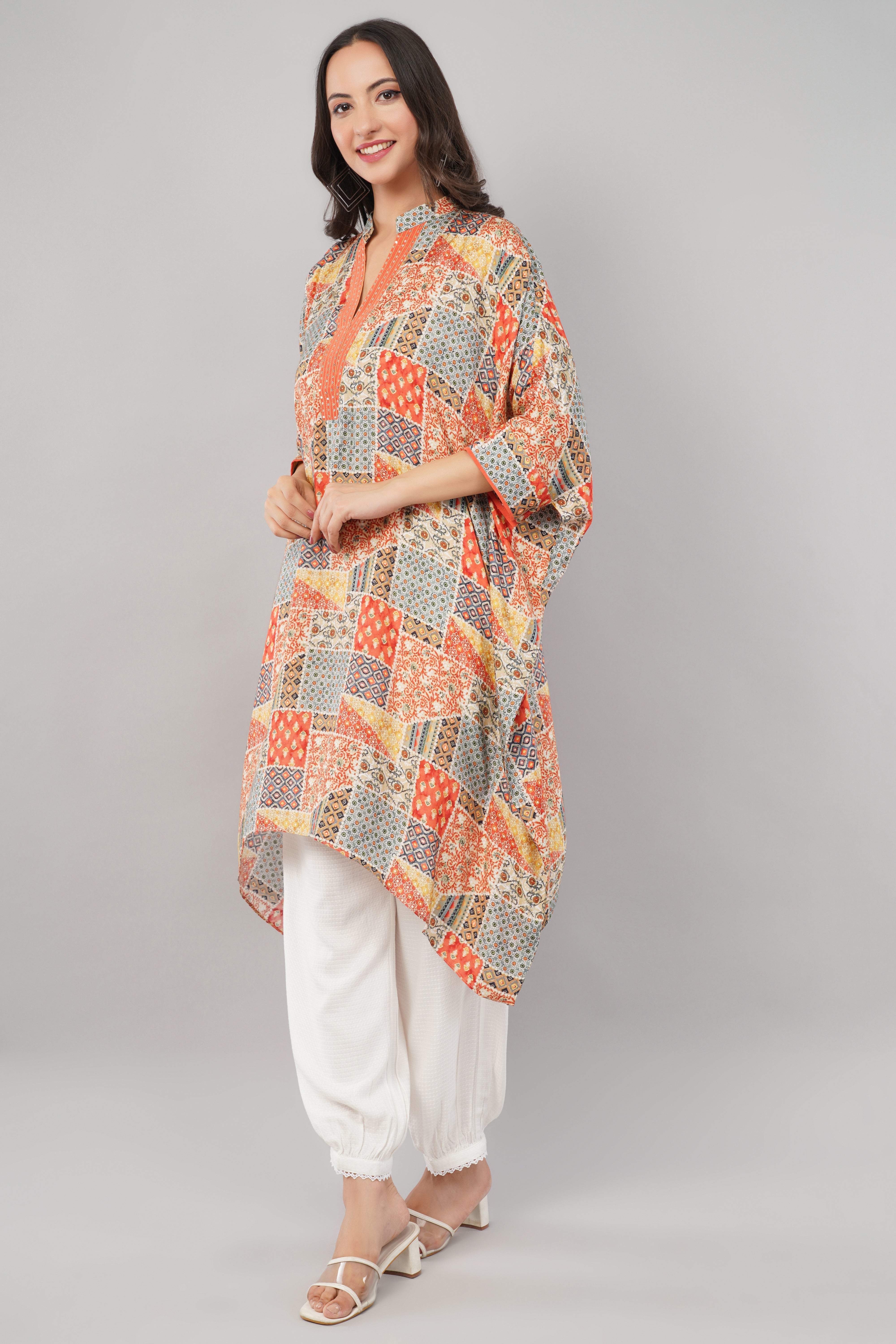 Kaftaan - Multicolor orange grey