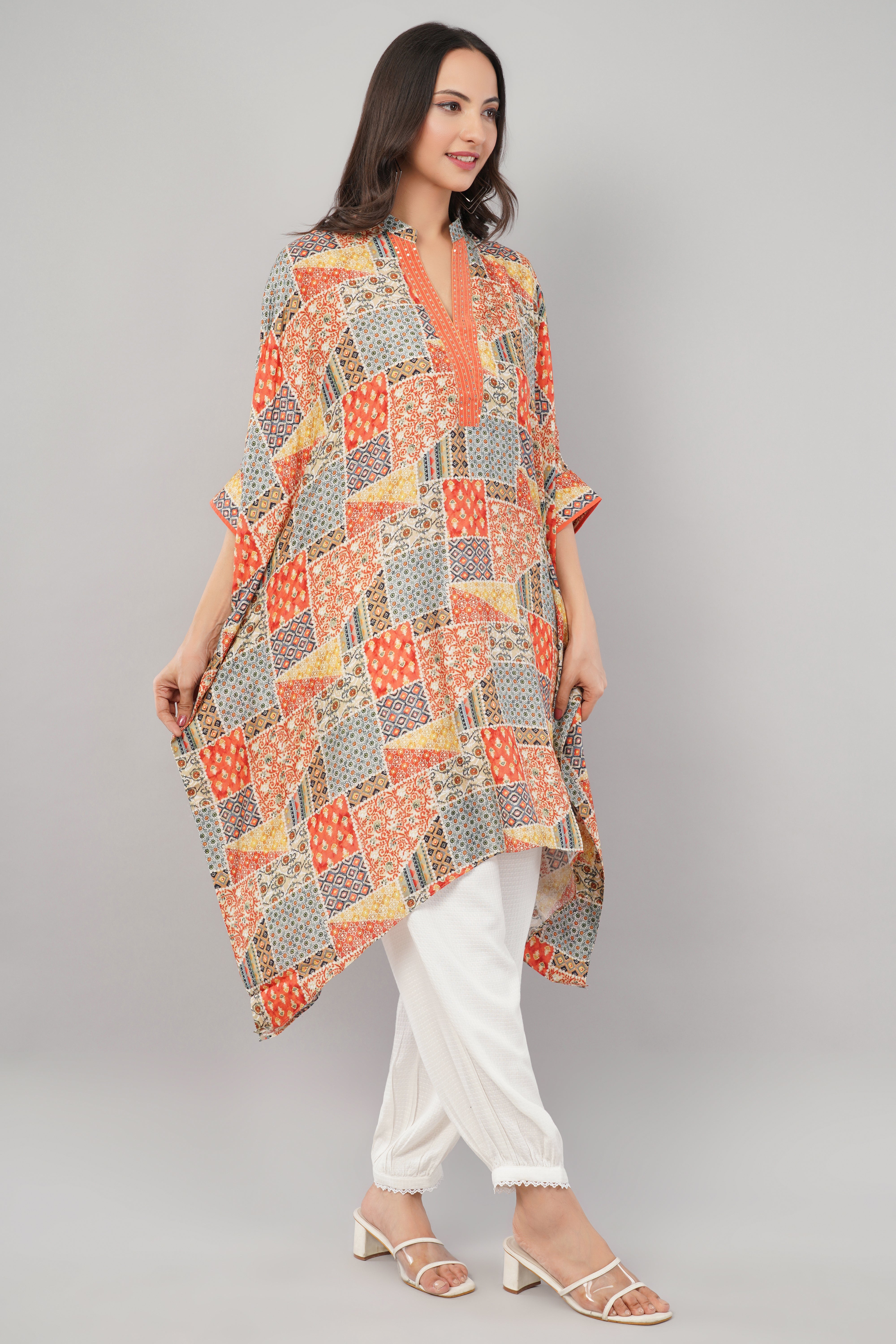 Kaftaan - Multicolor orange grey