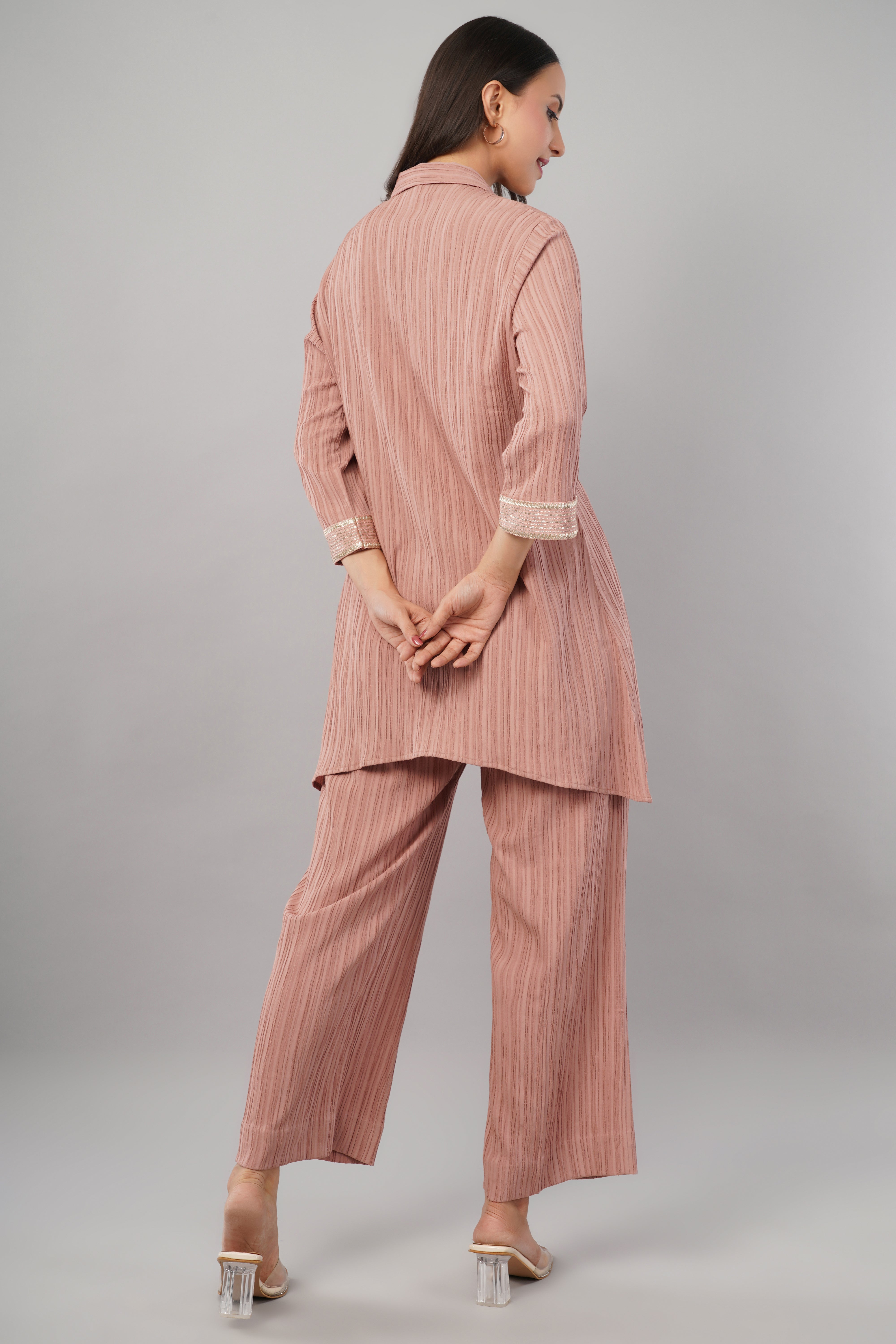 Dusty Rose Crinkled Cord set