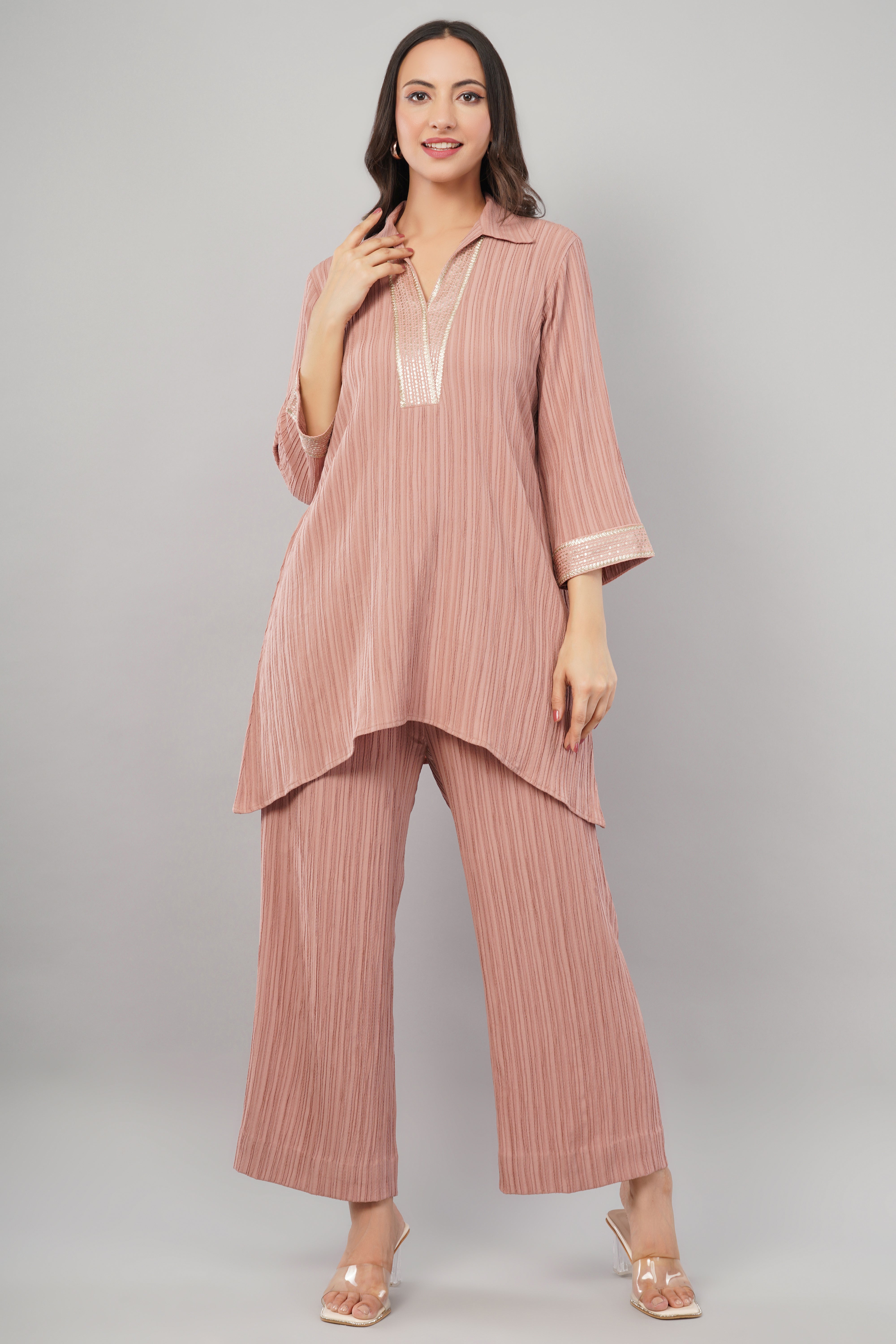 Dusty Rose Crinkled Cord set