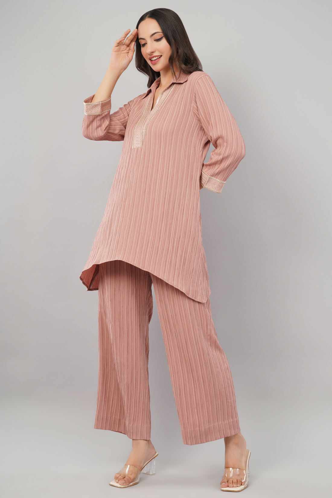 Dusty Rose Crinkled Cord set