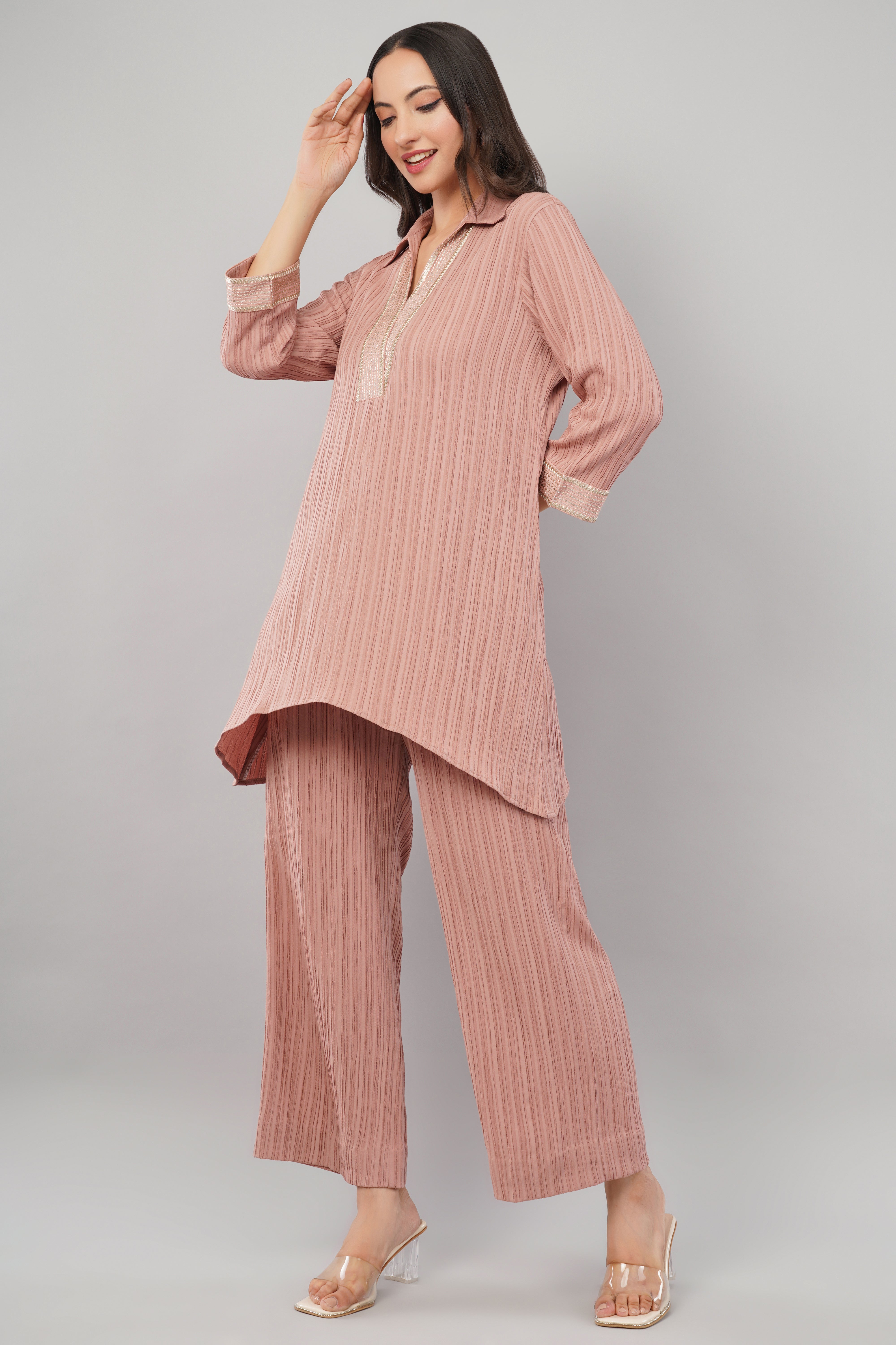 Dusty Rose Crinkled Cord set