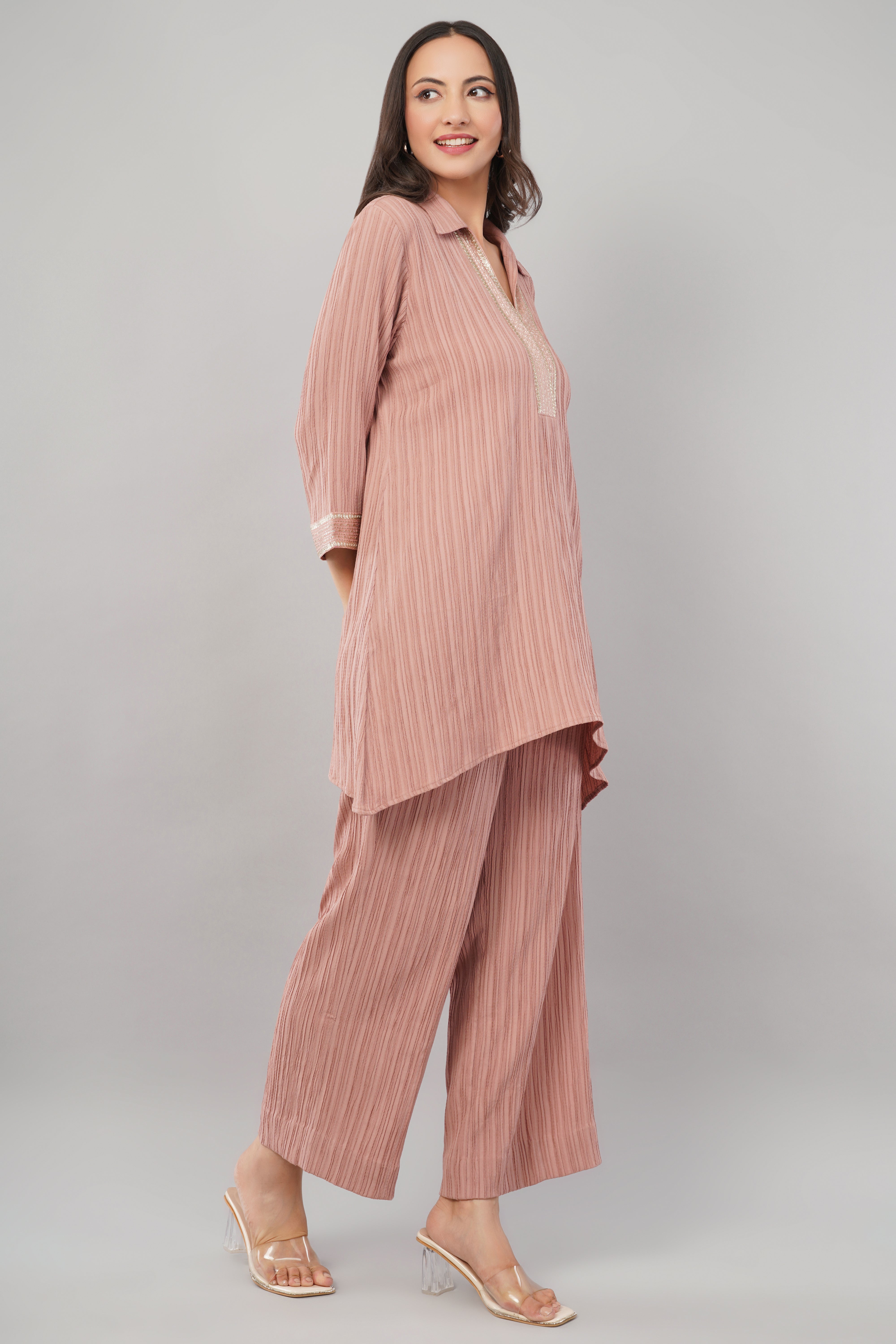 Dusty Rose Crinkled Cord set