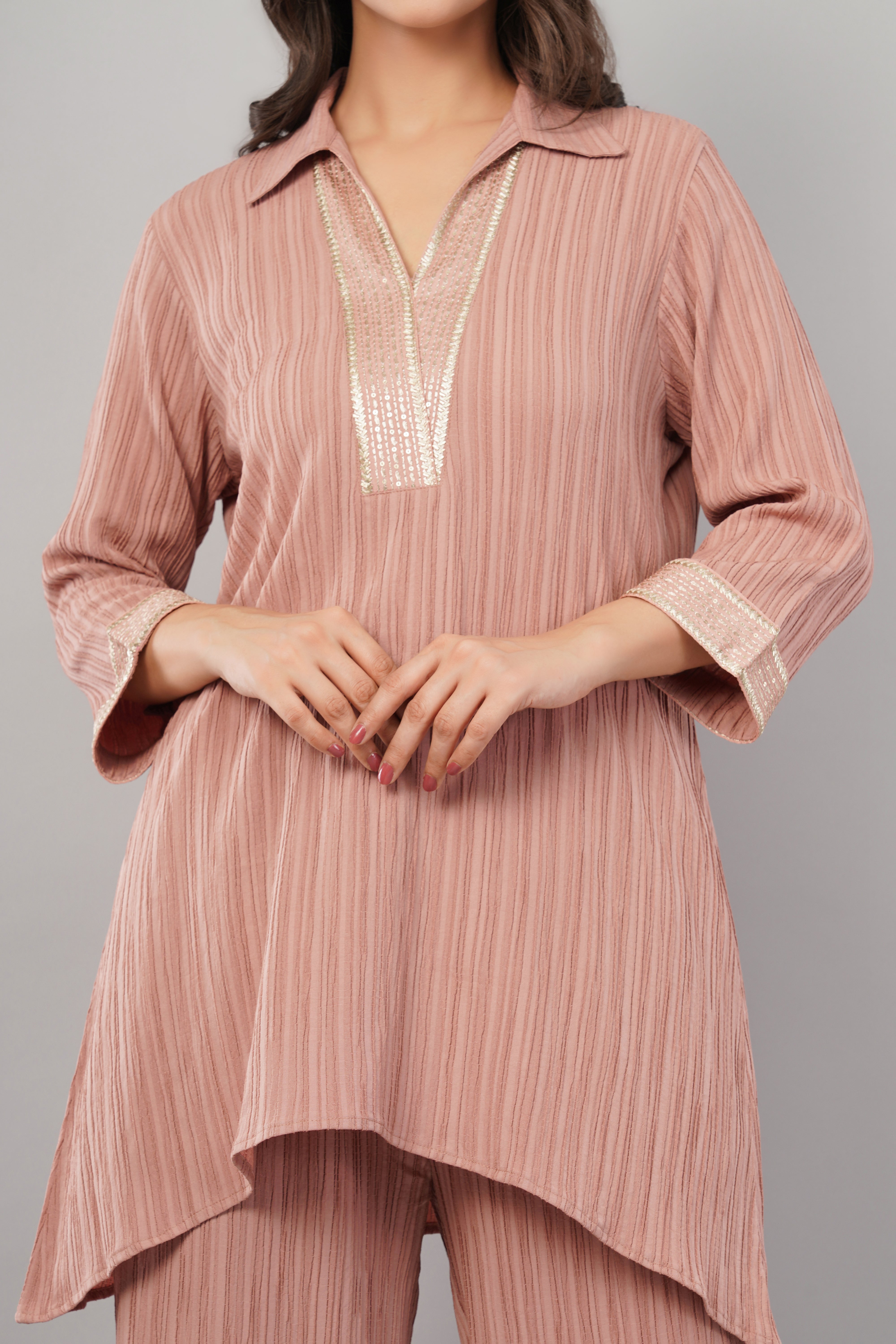 Dusty Rose Crinkled Cord set