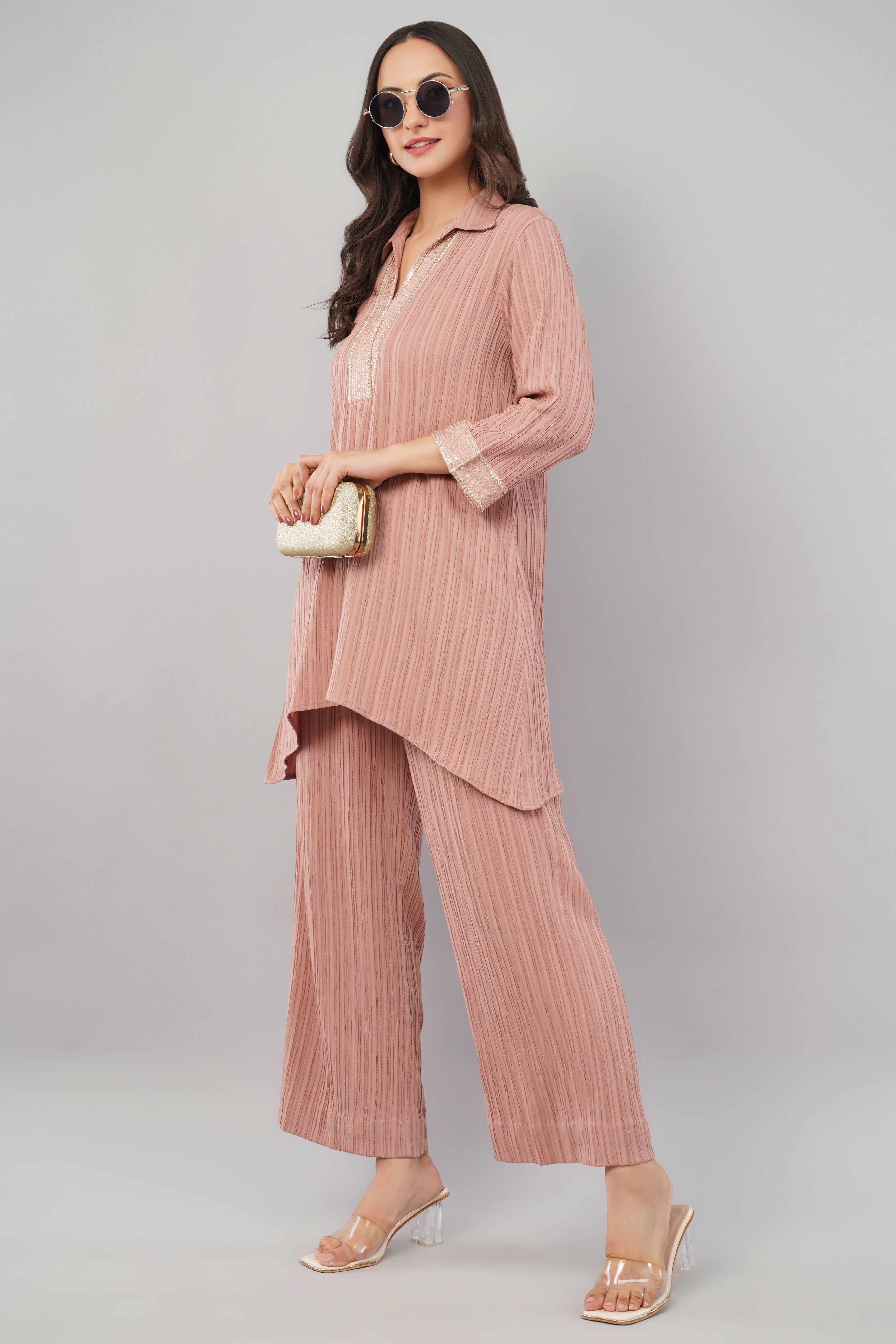 Dusty Rose Crinkled Cord set