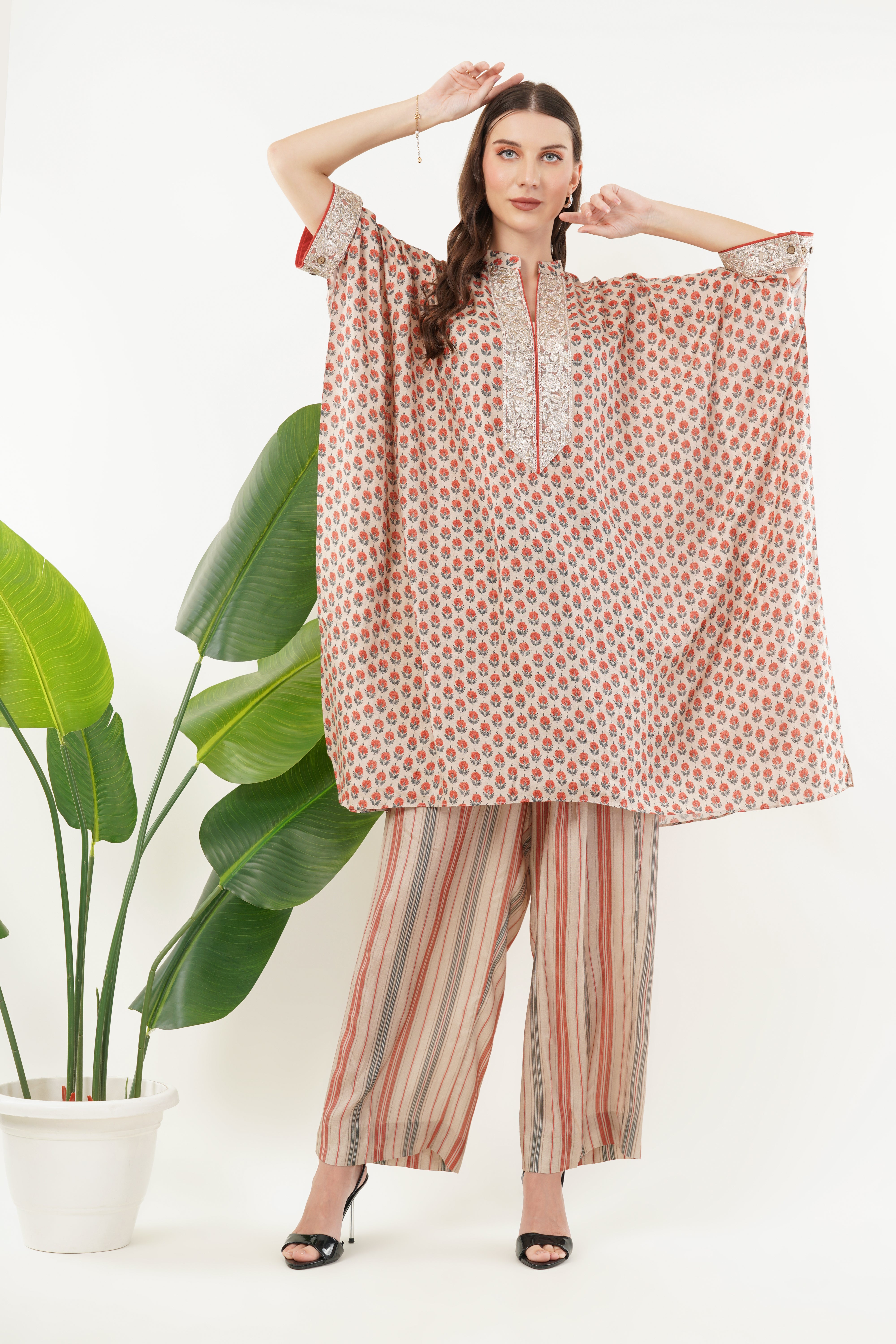 Rust Floral Stripe Co-Ord Set